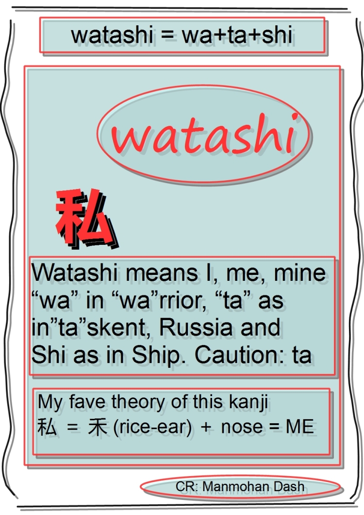 How to say “I” (me or mine) in Japanese; #mdashf #kanji5 – M Dash