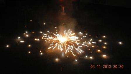 Happy Diwali: celebrating Dipaballi two years ago. Its a relatively safer object that rotates per Newton's 3rd law when it produces an ejecting mass of fuel that burns quickly. It rotates and produces light in a circular scattering. I made this into a banner on my website. Down side; gun powder and pollution. Photo Credit: mdashf.org